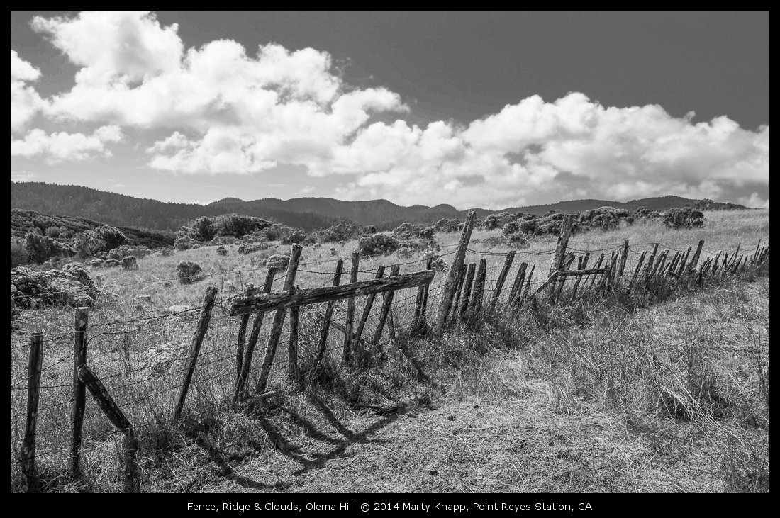 Fence, Ridge & Clouds, Olema Hill